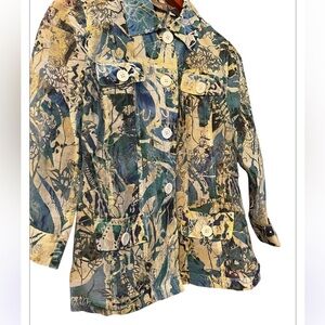 Chicos Floral Lightweight Jacket Blouse Size 0 Woman